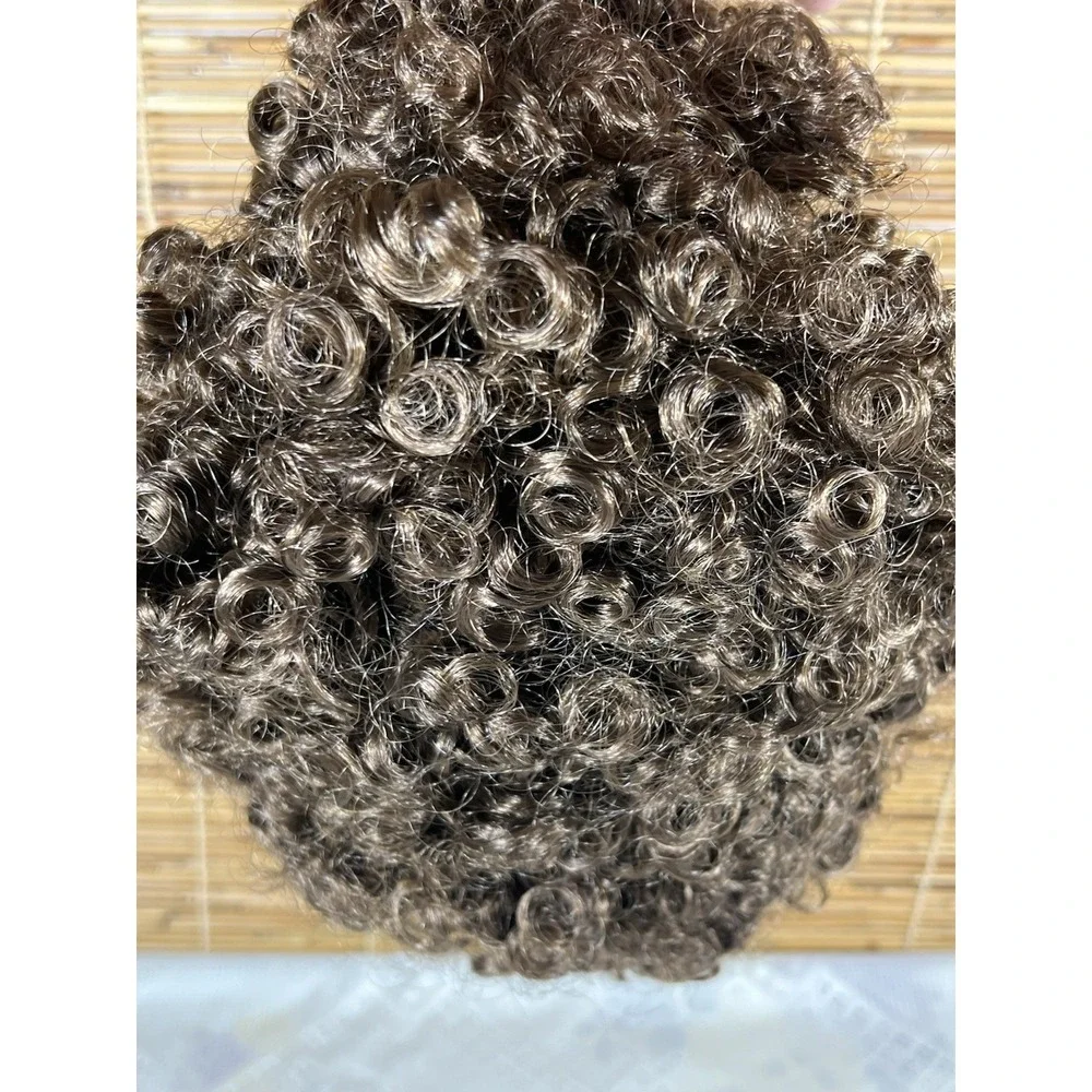 Short Afro Kinky Curly Wig for Men Women, Synthetic Funny Cosplay Wigs, Brown‎
